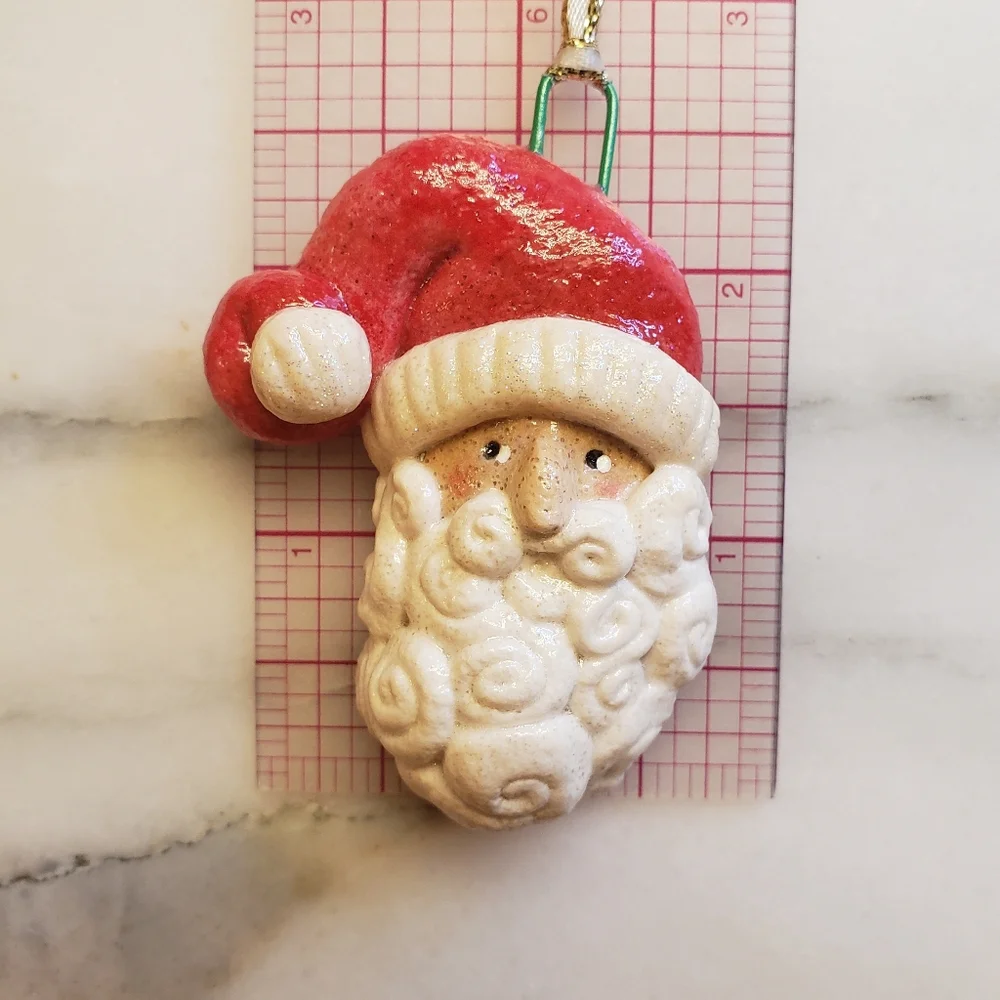 New Handmade Salt Dough Santa Ornament